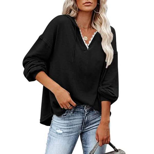 Pull à capuche en V pour femmes