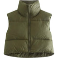 Gilet court d'hiver pour femme, léger, sans manches, chaud, doudoune matelassée