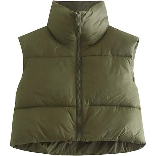 Gilet court d'hiver pour femme, léger, sans manches, chaud, doudoune matelassée