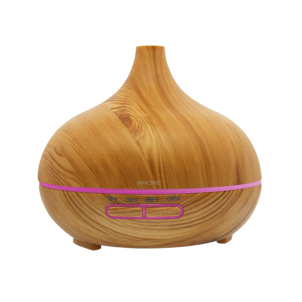 Diffuseur ultrasonique à brume froide effet bois avec 7 lumières LED de couleur