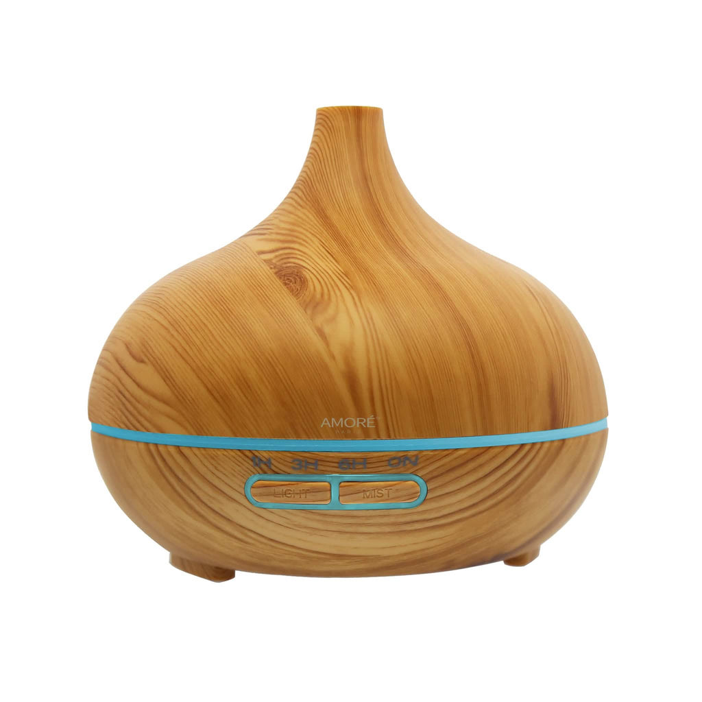 Diffuseur ultrasonique à brume froide effet bois avec 7 lumières LED de couleur