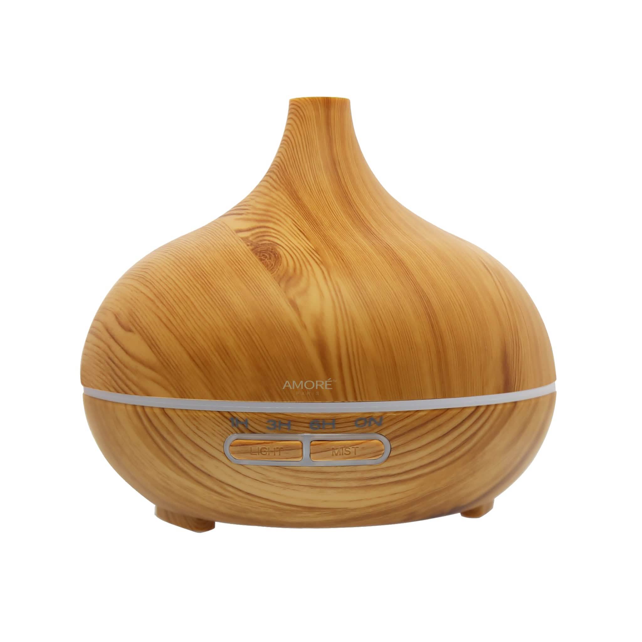 Diffuseur ultrasonique à brume froide effet bois avec 7 lumières LED de couleur