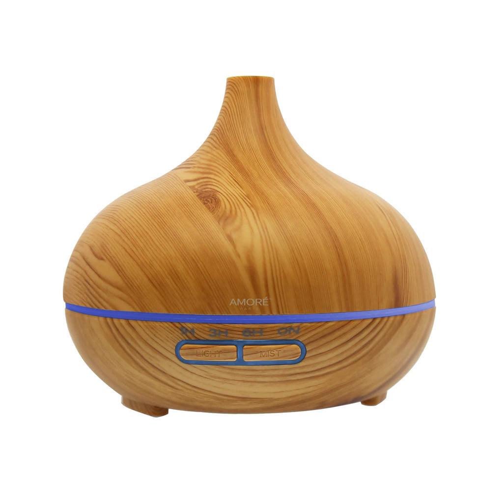Diffuseur ultrasonique à brume froide effet bois avec 7 lumières LED de couleur