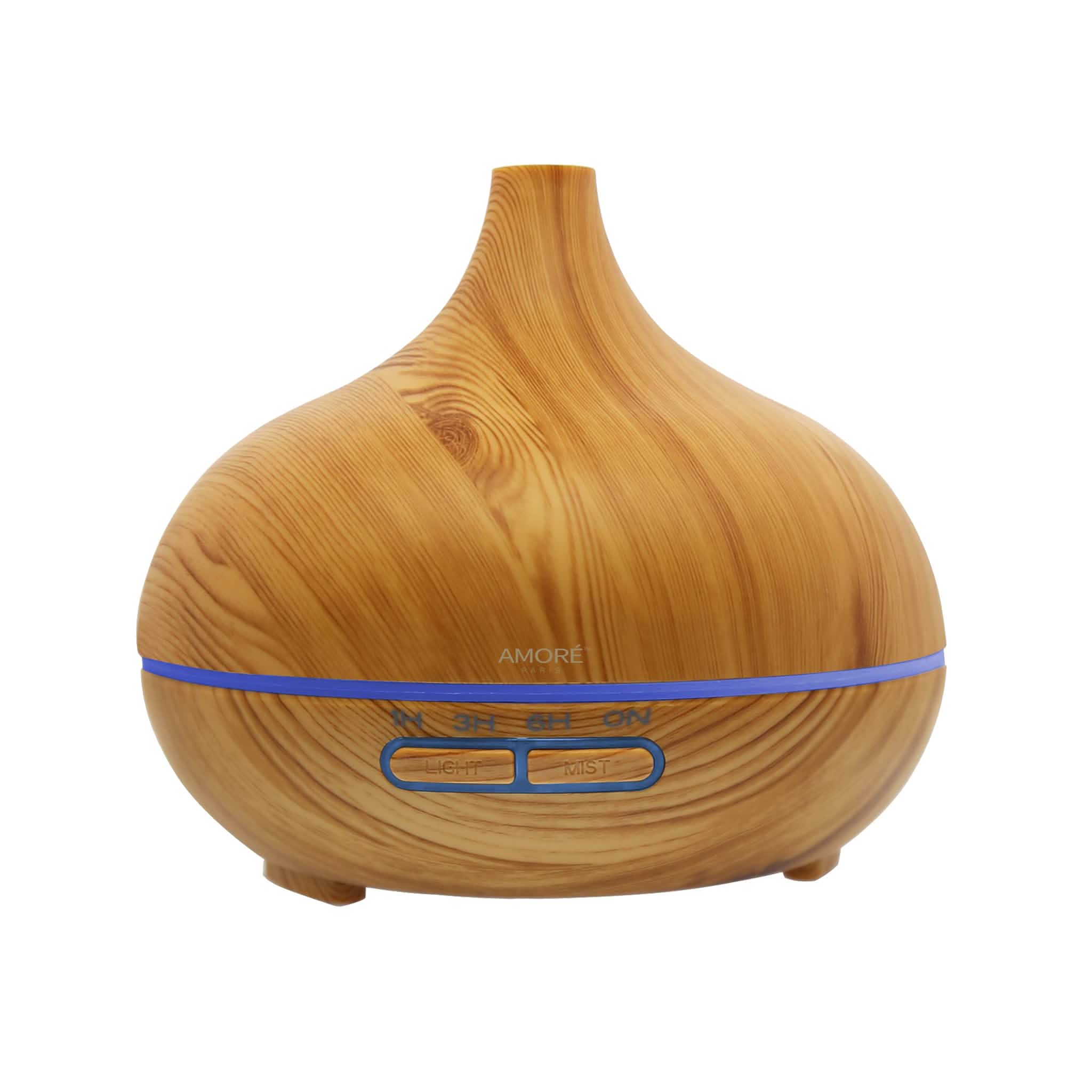 Diffuseur ultrasonique à brume froide effet bois avec 7 lumières LED de couleur