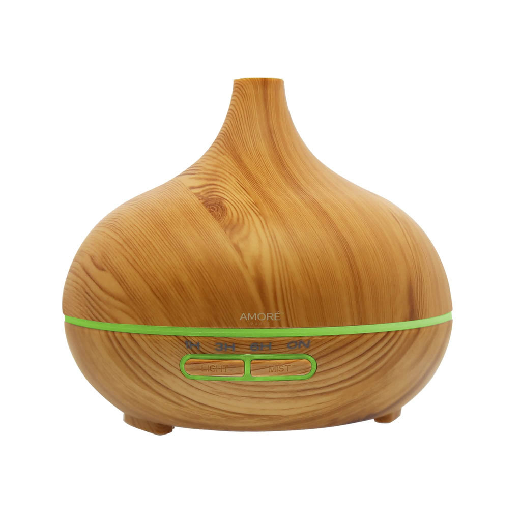 Diffuseur ultrasonique à brume froide effet bois avec 7 lumières LED de couleur