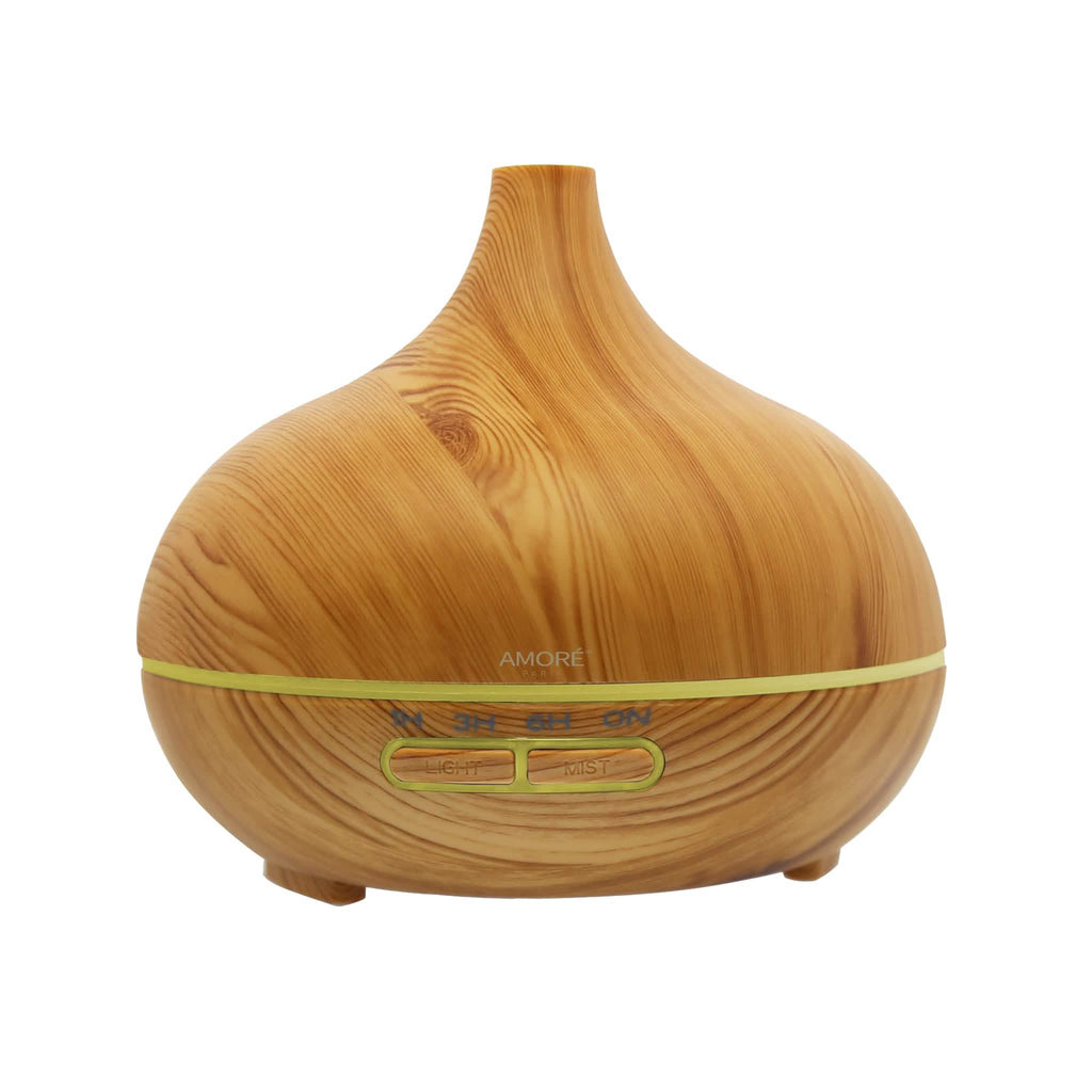 Diffuseur ultrasonique à brume froide effet bois avec 7 lumières LED de couleur
