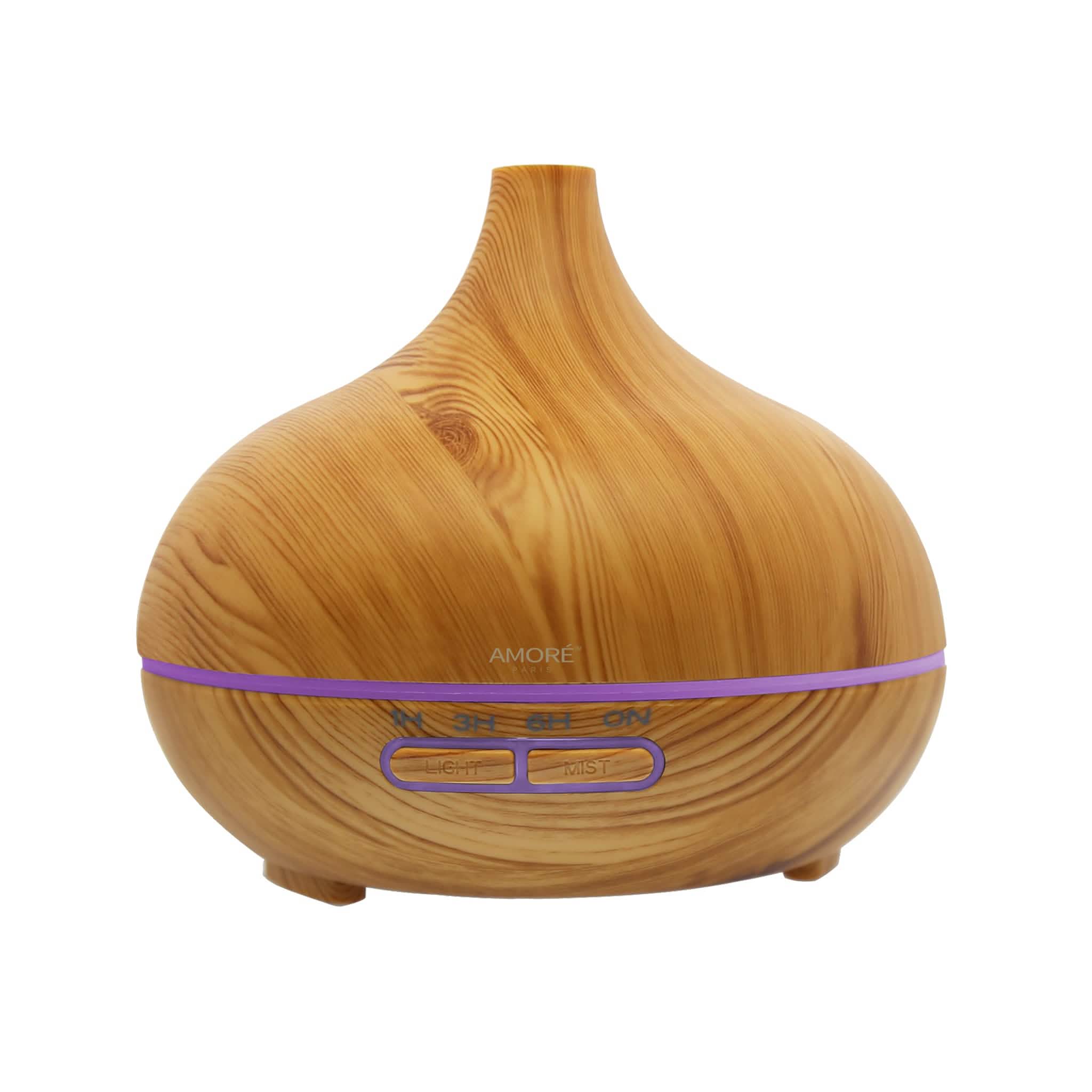 Diffuseur ultrasonique à brume froide effet bois avec 7 lumières LED de couleur