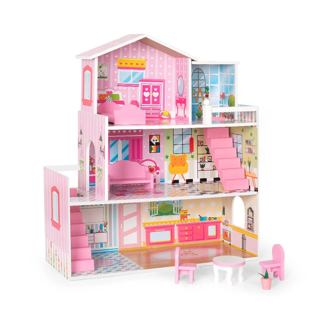Maison de poupée en bois avec meubles, Jouet de maison de poupée pour enfants