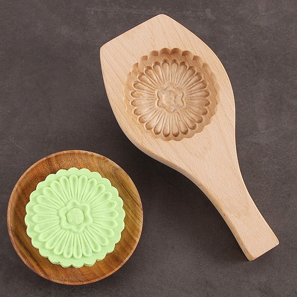 Moule à gâteau de lune traditionnel en bois, outils de dessert, moule à gâteau, moule à biscuits, motif floral tridimensionnel, moule en bois sculpté rond, presse à gâteau de lune, moule à biscuits du Moyen-Orient