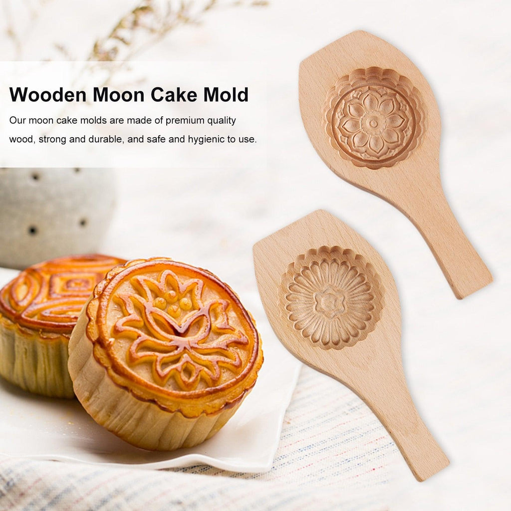 Moule à gâteau de lune traditionnel en bois, outils de dessert, moule à gâteau, moule à biscuits, motif floral tridimensionnel, moule en bois sculpté rond, presse à gâteau de lune, moule à biscuits du Moyen-Orient