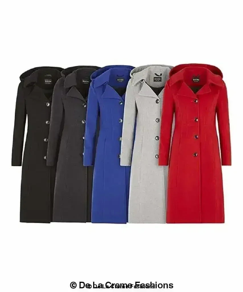 Manteau mi-long à capuche en mélange de laine (1704)