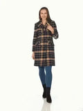 Manteau croisé en mélange de laine à carreaux écossais