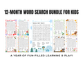 12 Month Word Search Bundle for Kids – Fun & Educational Monthly Themes
