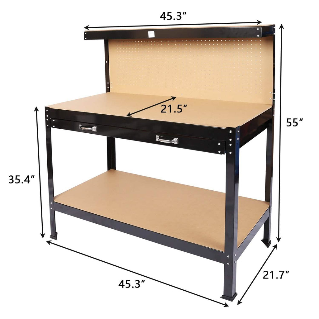 Établis pour Garage Station de Travail Outils Table avec Panneau Perforé et Tiroirs