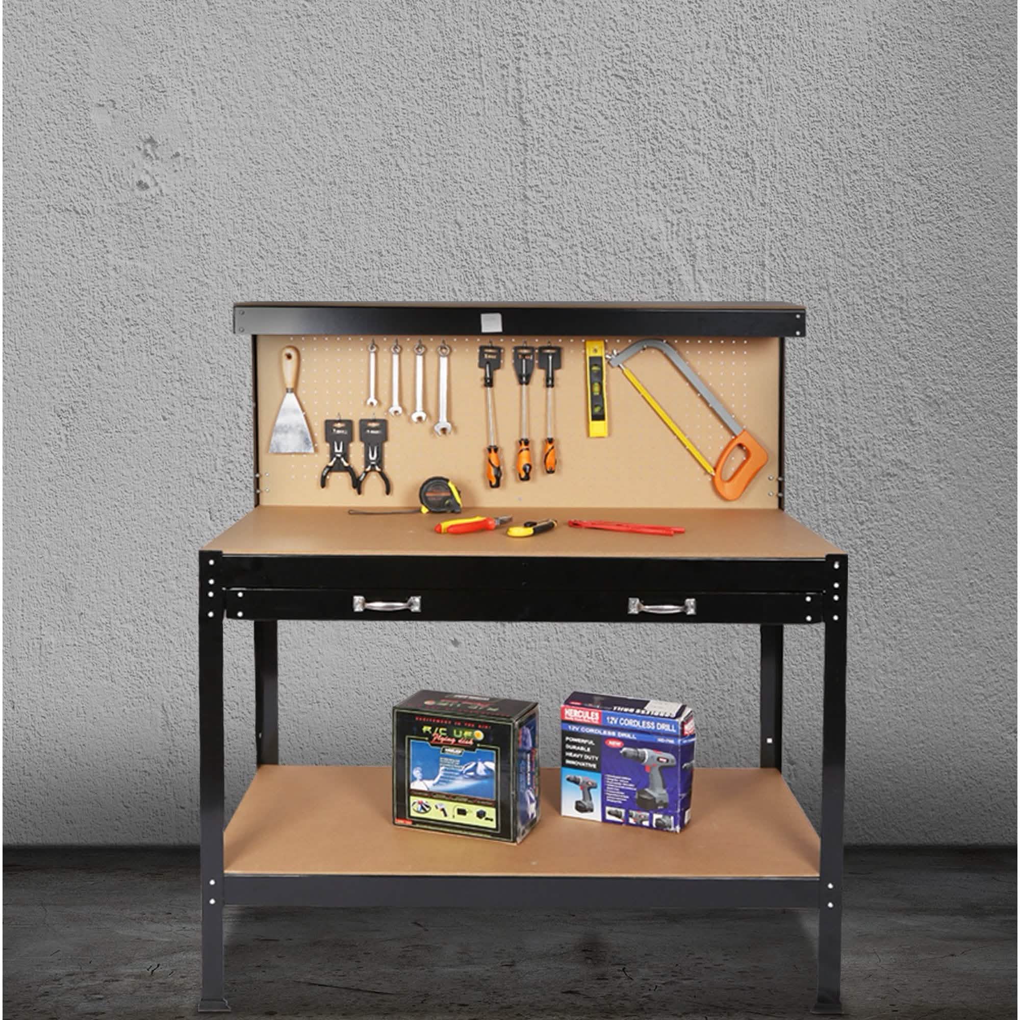 Établis pour Garage Station de Travail Outils Table avec Panneau Perforé et Tiroirs