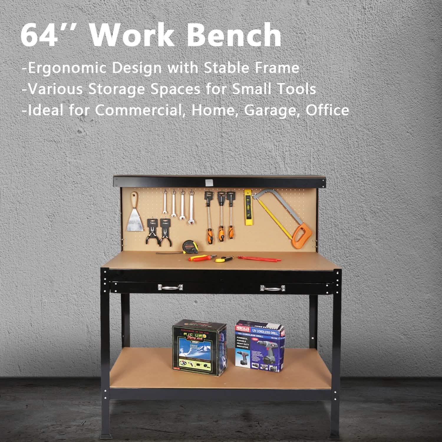 Établis pour Garage Station de Travail Outils Table avec Panneau Perforé et Tiroirs