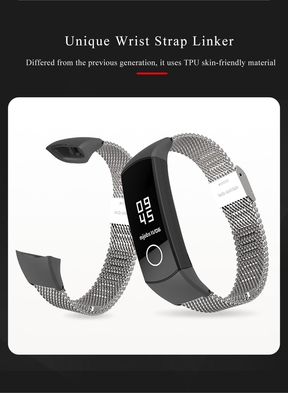 Bracelet intelligent de rechange en maille milanaise en acier inoxydable avec boucle magnétique réglable, compatible avec les montres connectées, pour hommes et femmes