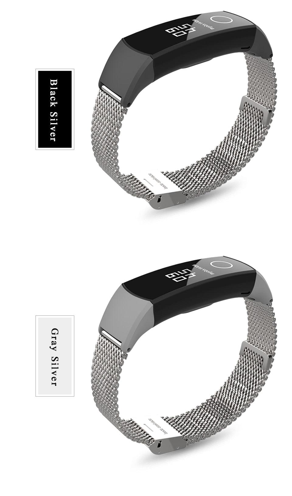 Bracelet intelligent de rechange en maille milanaise en acier inoxydable avec boucle magnétique réglable, compatible avec les montres connectées, pour hommes et femmes