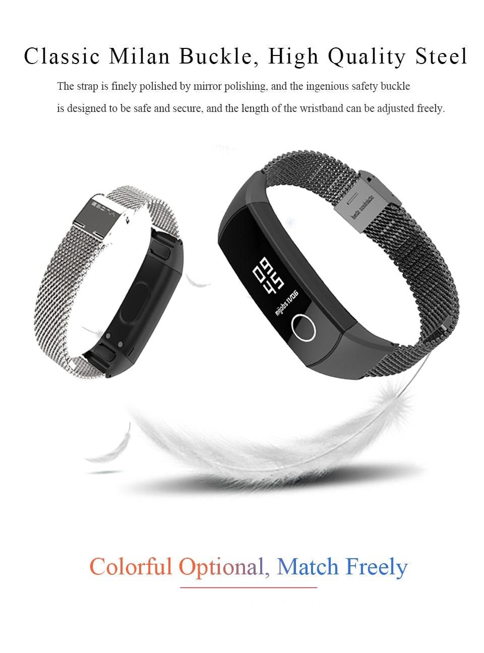 Bracelet intelligent de rechange en maille milanaise en acier inoxydable avec boucle magnétique réglable, compatible avec les montres connectées, pour hommes et femmes