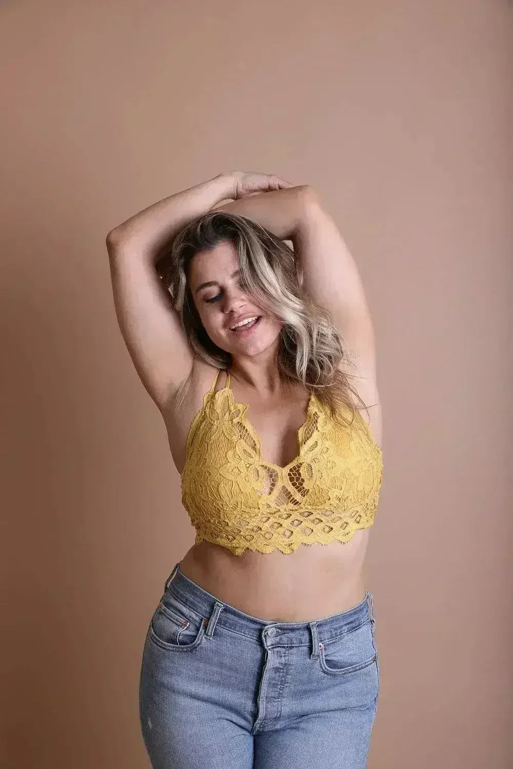 Soutien-gorge long en dentelle crochet grande taille