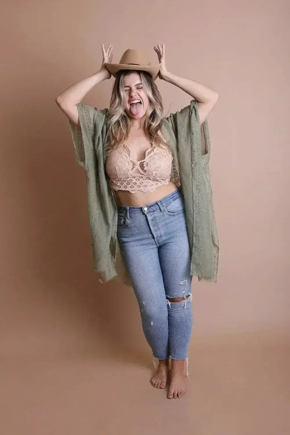 Soutien-gorge long en dentelle crochet grande taille