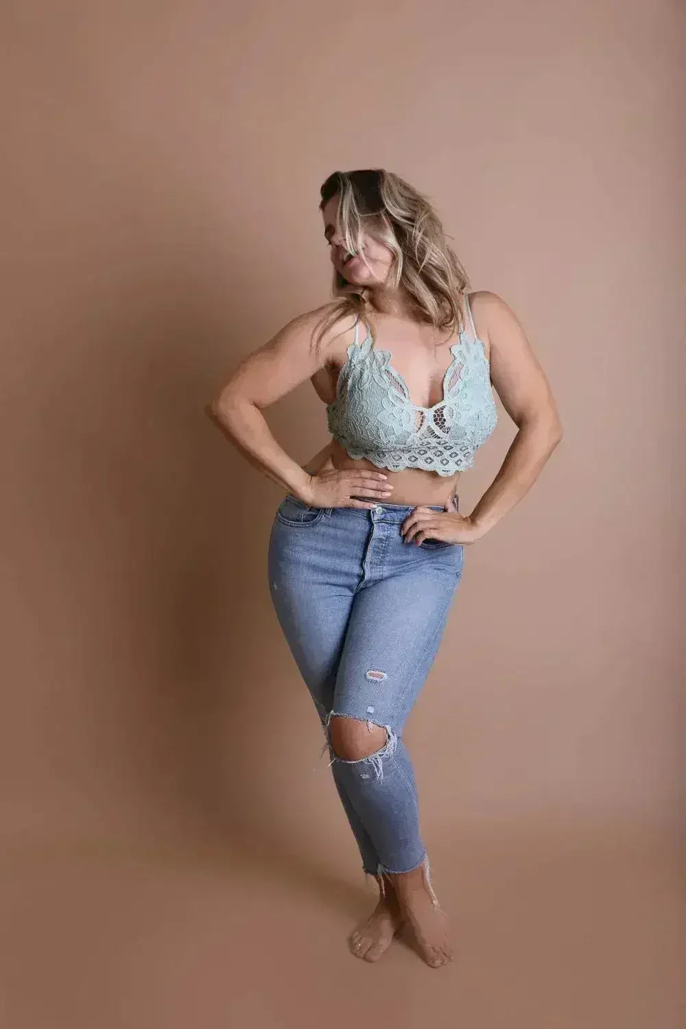 Soutien-gorge long en dentelle crochet grande taille
