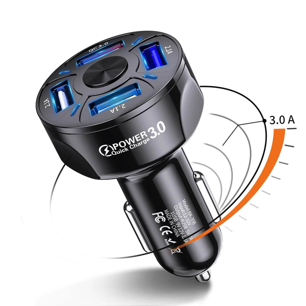 Chargeur de voiture rapide XIA LED à 4 ports