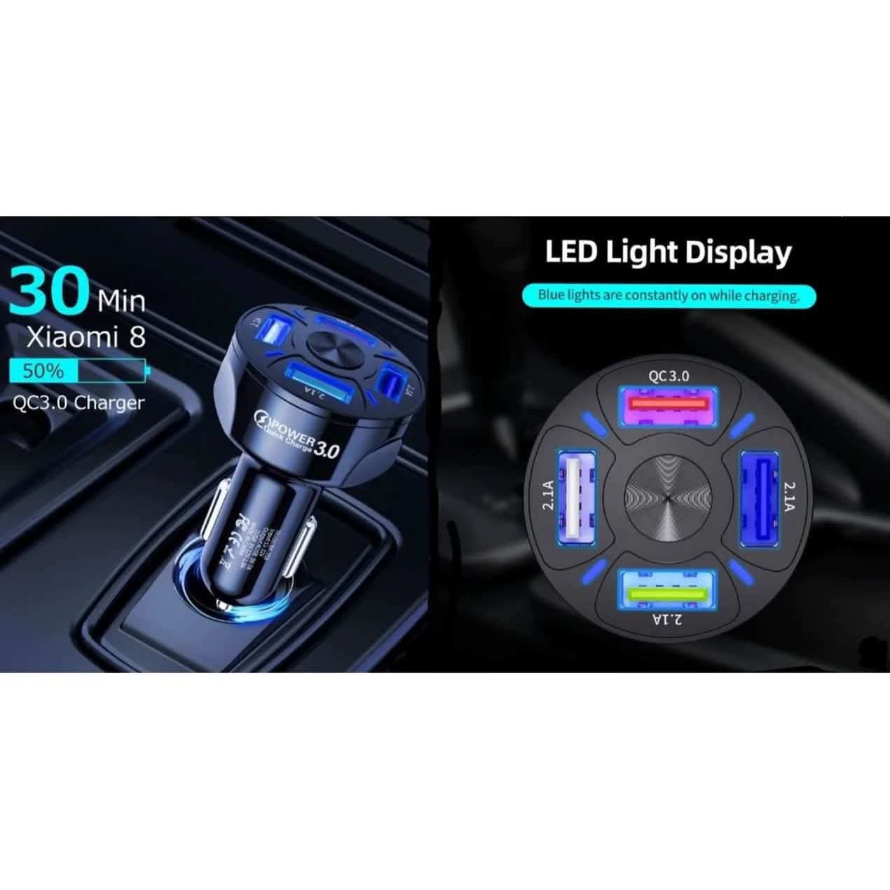 Chargeur de voiture rapide XIA LED à 4 ports