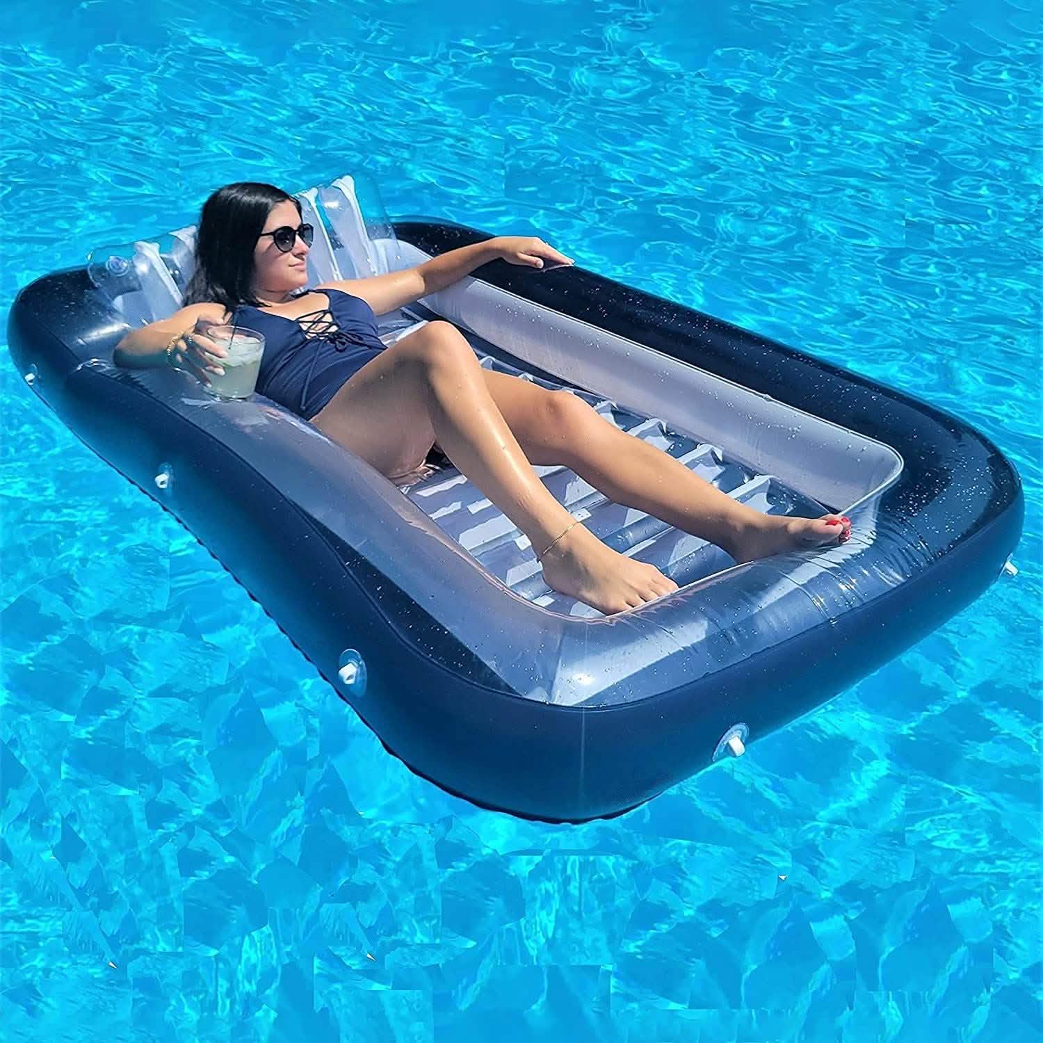 Lit de piscine flottant XL, chaise longue gonflable pour l'eau