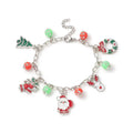 Bracelet Breloques de Noël – Breloques en Émail Festives sur Chaîne Câble en Argent