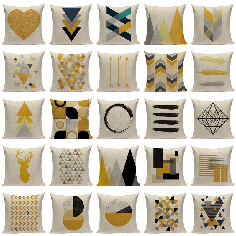 Housses de coussin jaunes Housses de coussin géométriques nordiques Taies d'oreiller blanches Housses de coussin géométriques Décoration intérieure Housse de coussin