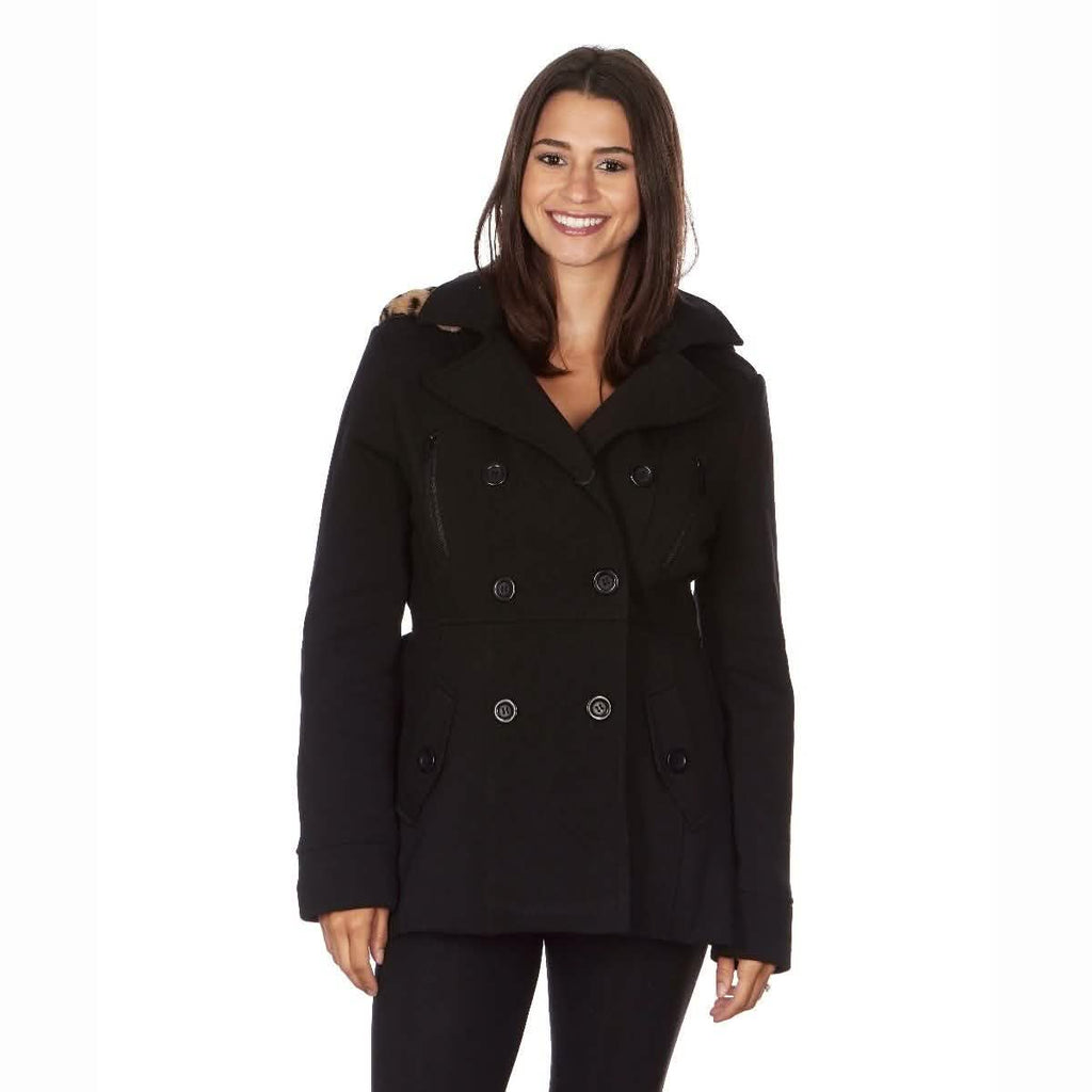 Manteau polaire à capuche en fausse fourrure léopard Yoki pour femme