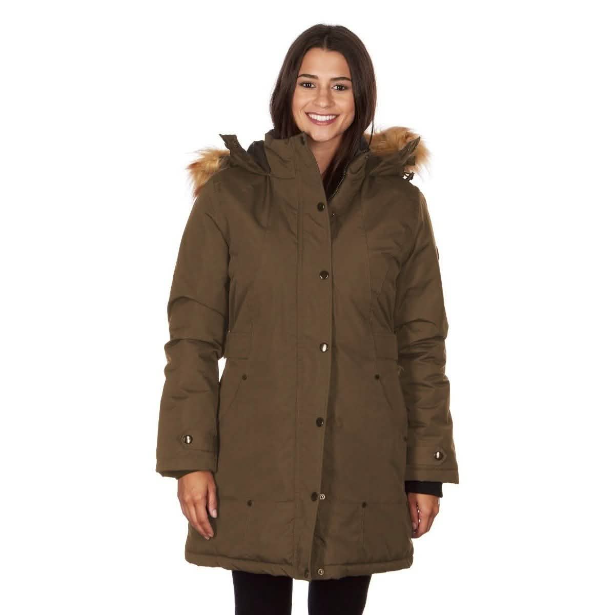 Manteau gonflé à capuchon mi-long Yoki pour femme