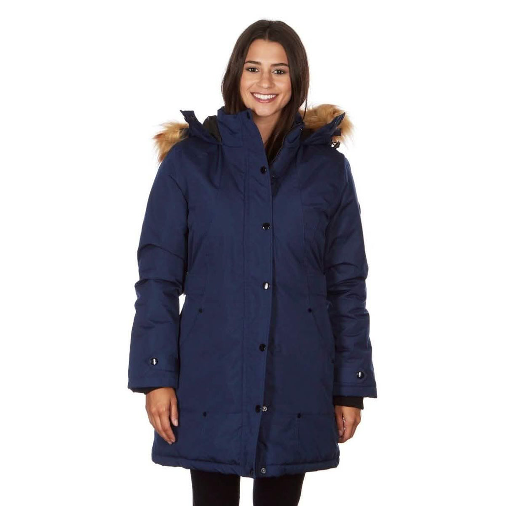 Manteau gonflé à capuchon mi-long Yoki pour femme