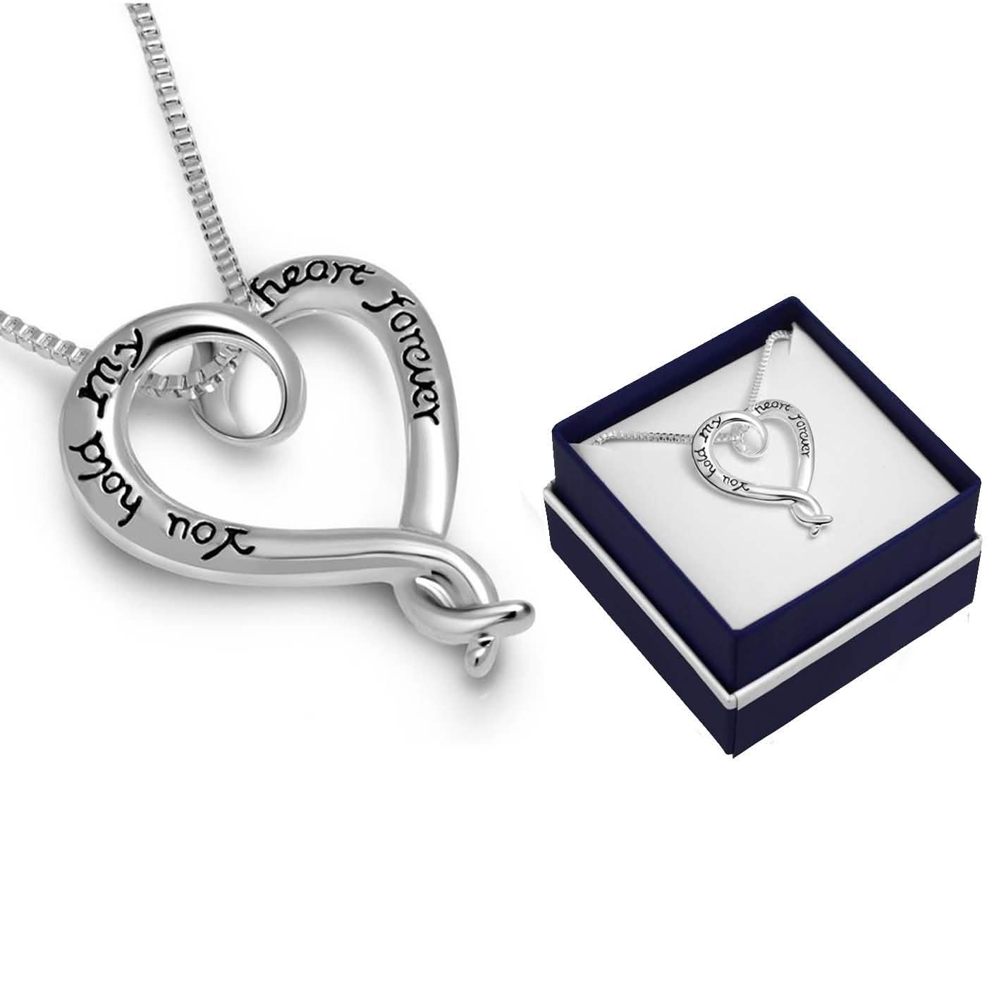 Collier cœur "Tu détiens mon cœur pour toujours"