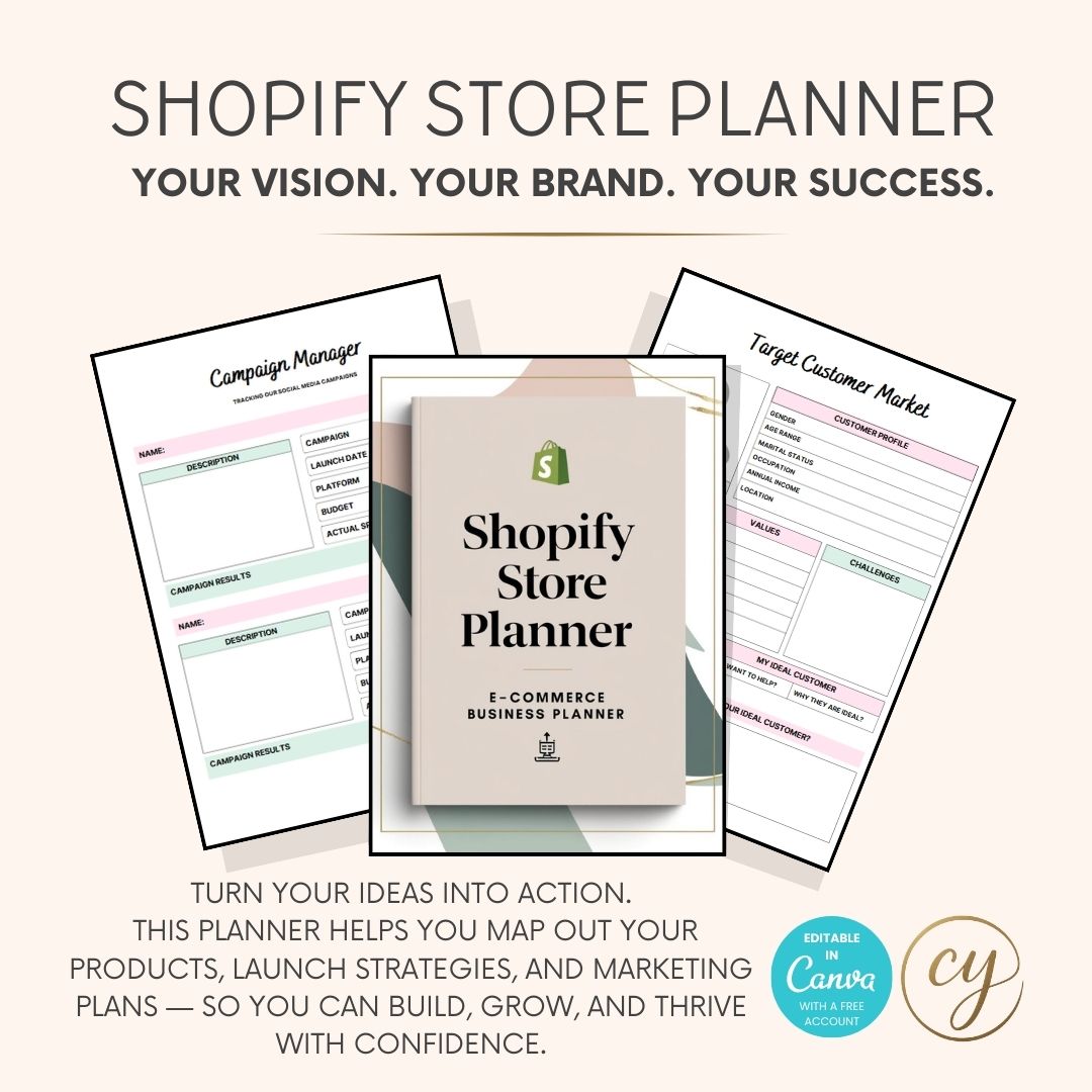 Shopify Store Planner | 60 Pages Printable & Editable