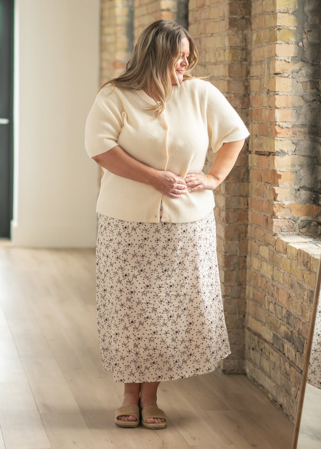 Gilet boutonné Zadie Ivory à manches courtes