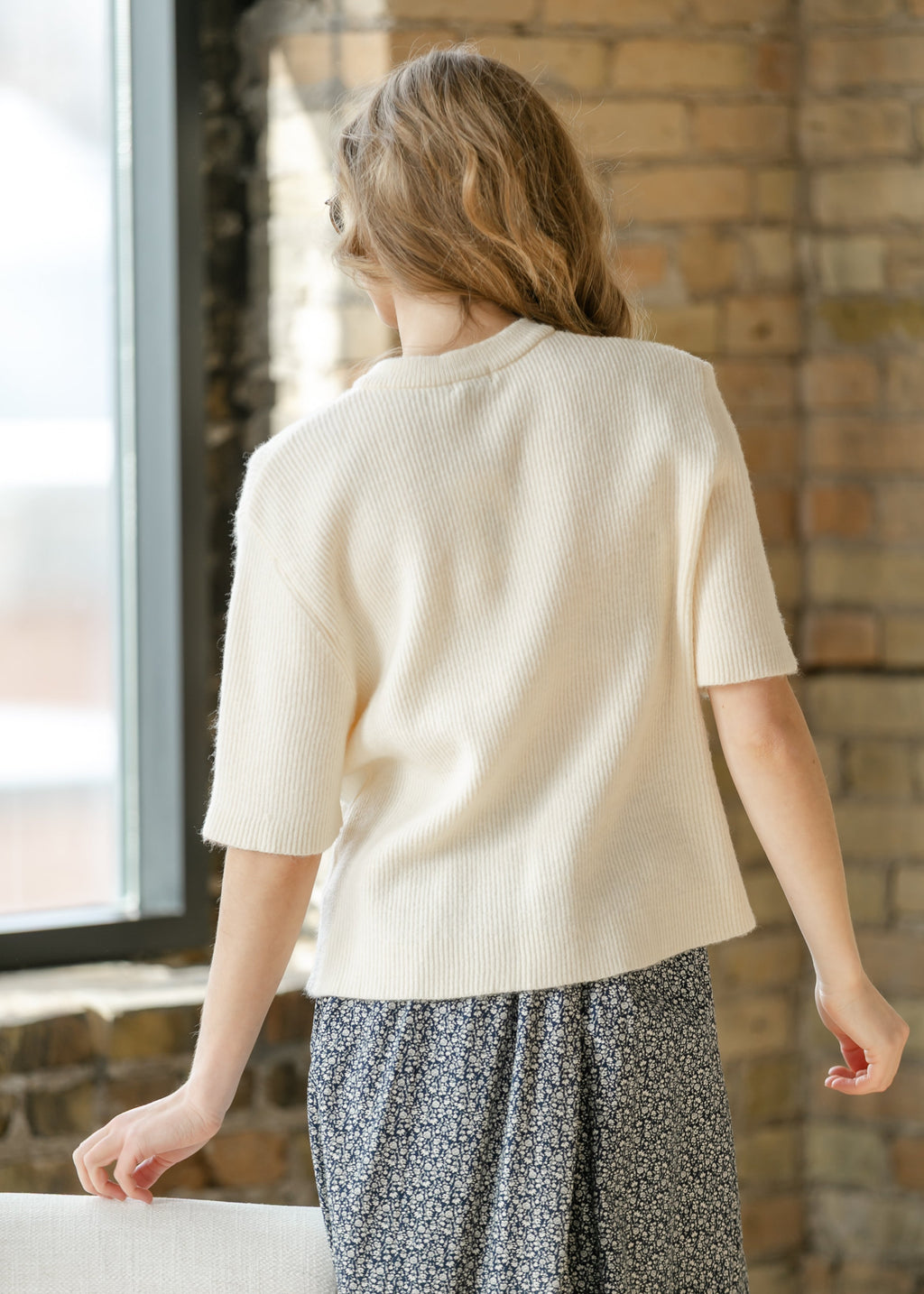 Gilet boutonné Zadie Ivory à manches courtes