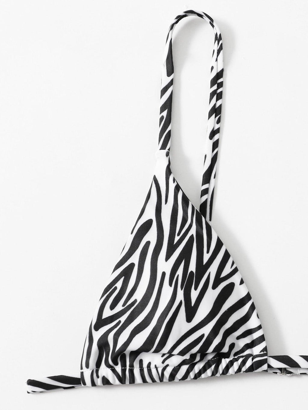 Haut de bikini push-up imprimé zèbre rembourré, maillot de bain taille basse femme, bas de bikini à volants triangle, imprimé à nouer sur les côtés, ensemble deux pièces.