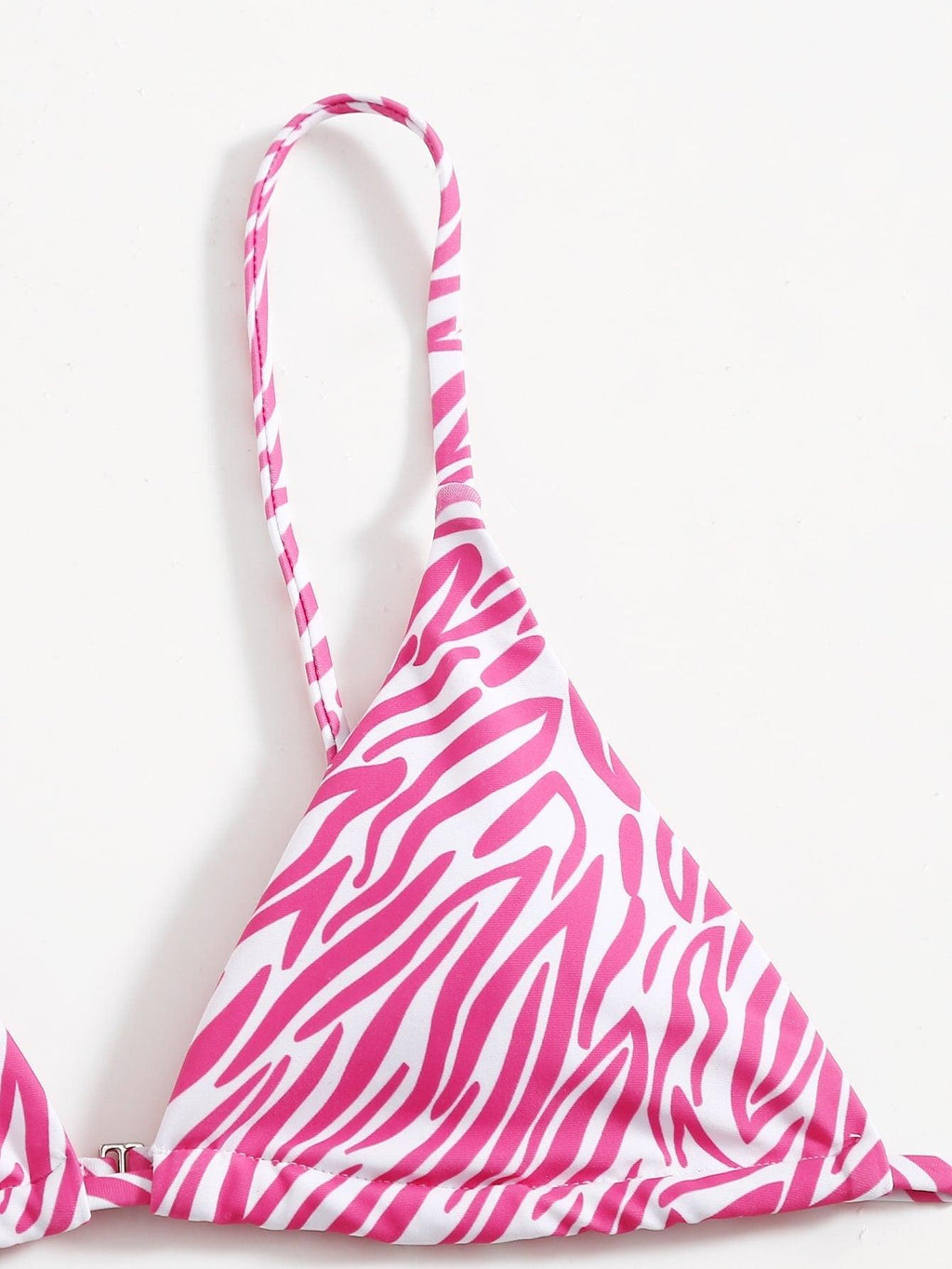 Haut de bikini push-up imprimé zèbre rembourré, maillot de bain taille basse femme, bas de bikini à volants triangle, imprimé à nouer sur les côtés, ensemble deux pièces.