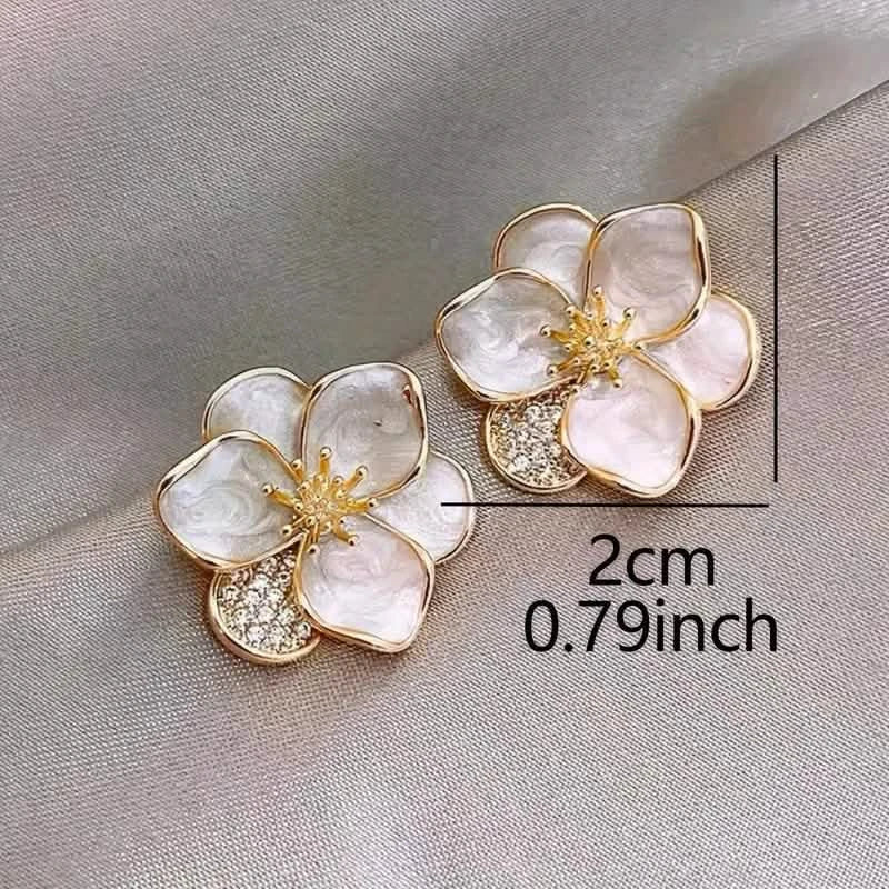 Clous d'oreilles en alliage de zinc avec motif de fleurs mignonnes