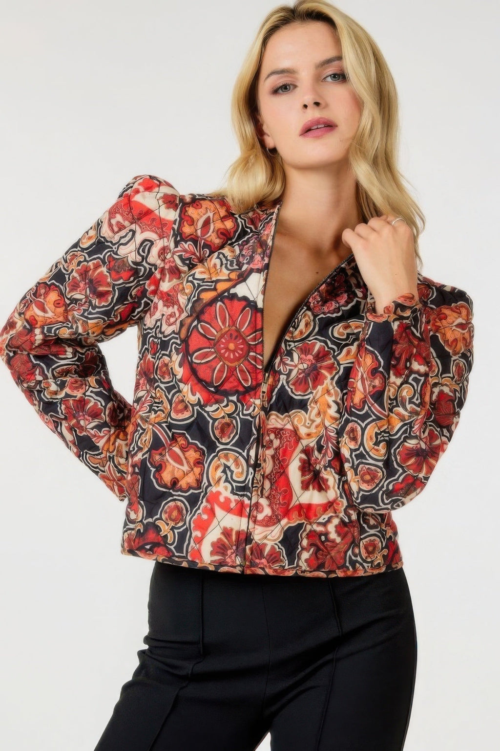 Veste zippée à imprimés multiples