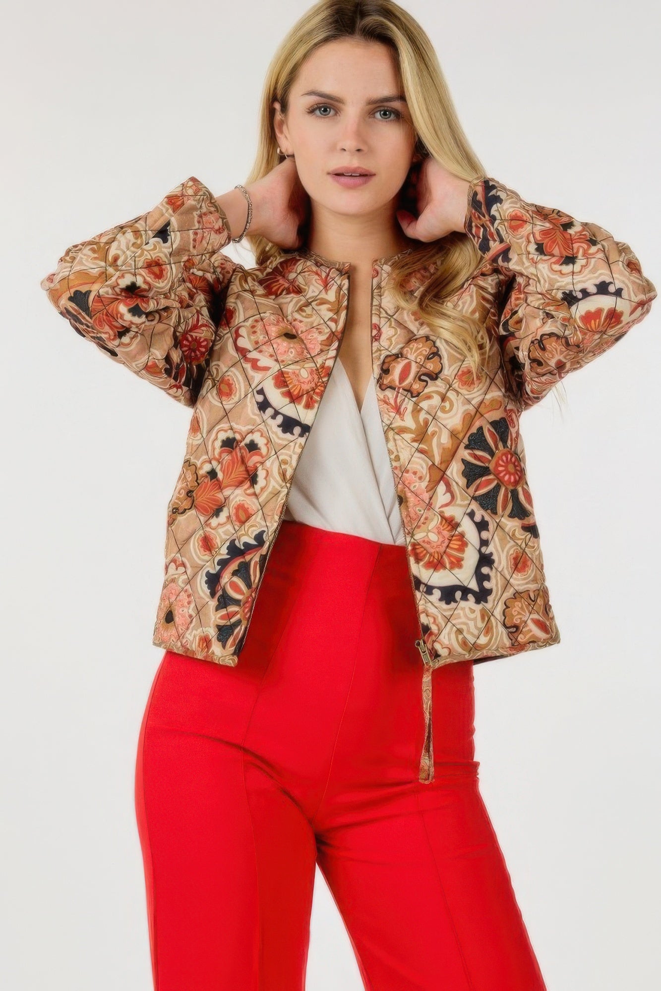 Veste zippée à imprimés multiples