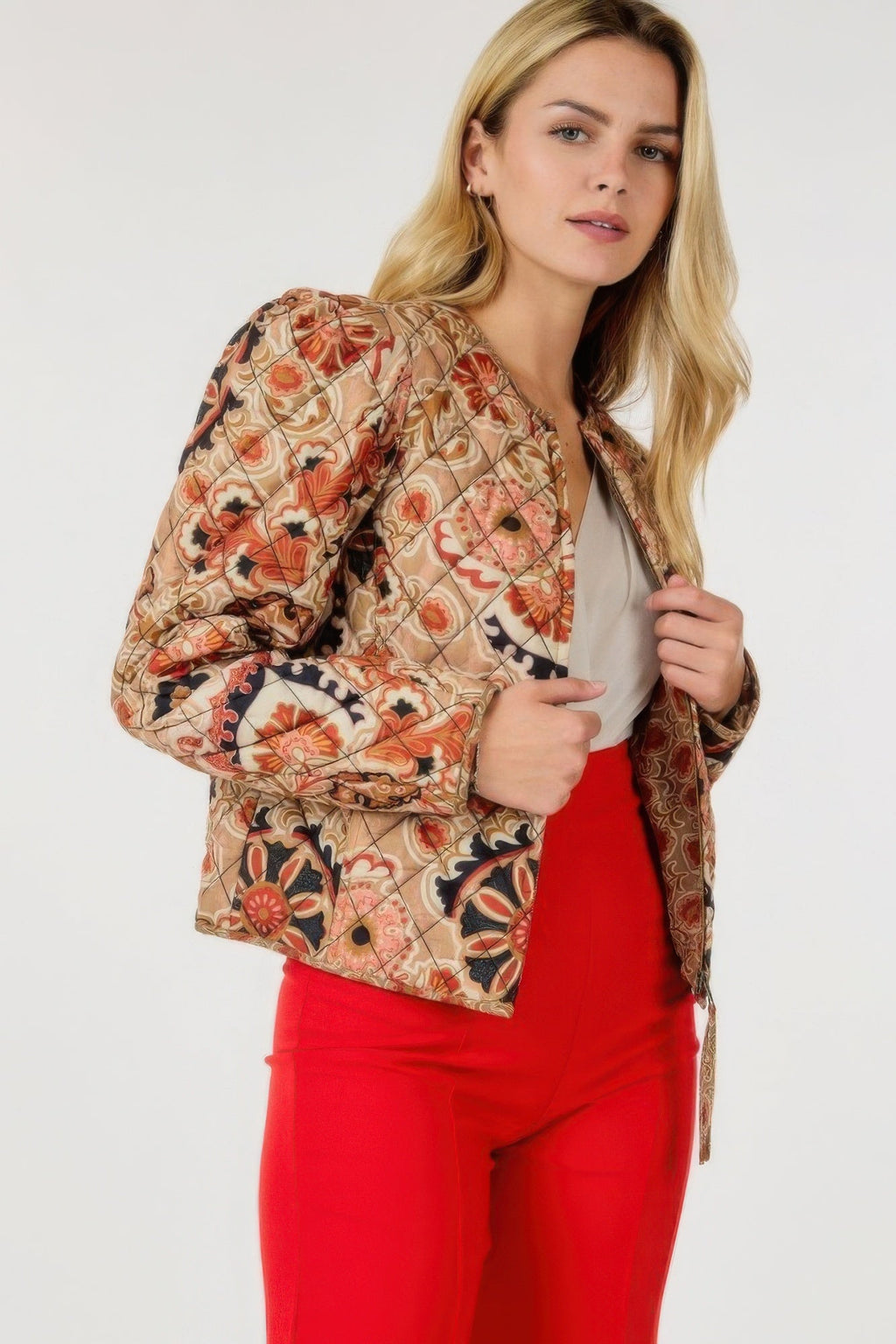 Veste zippée à imprimés multiples