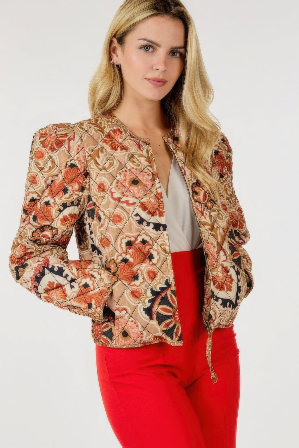 Veste zippée à imprimés multiples
