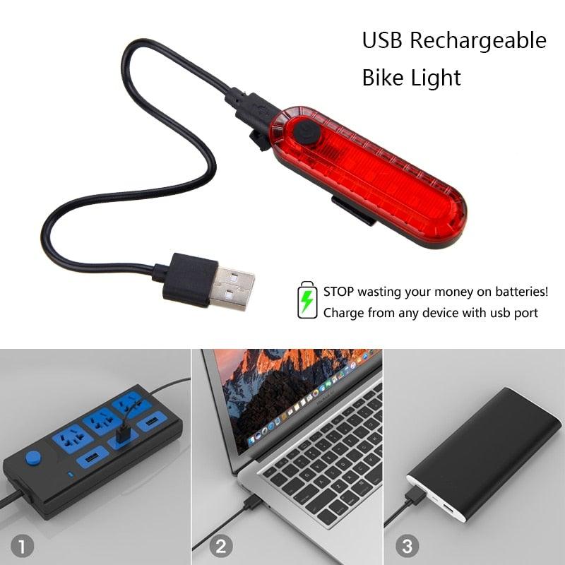 Phare de vélo LED zoomable Lampe frontale de vélo avec batterie intégrée rechargeable USB Kit de lampes de vélo Phare avant et arrière puissants rechargeables USB
