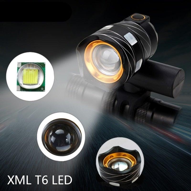 Phare de vélo LED zoomable Lampe frontale de vélo avec batterie intégrée rechargeable USB Kit de lampes de vélo Phare avant et arrière puissants rechargeables USB