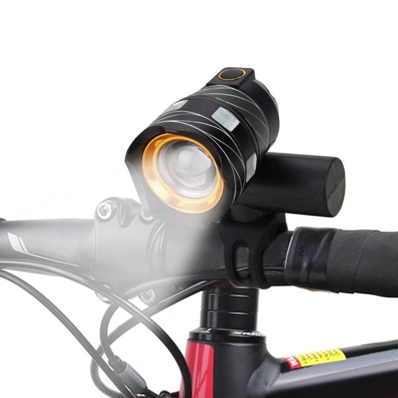 Phare de vélo LED zoomable Lampe frontale de vélo avec batterie intégrée rechargeable USB Kit de lampes de vélo Phare avant et arrière puissants rechargeables USB