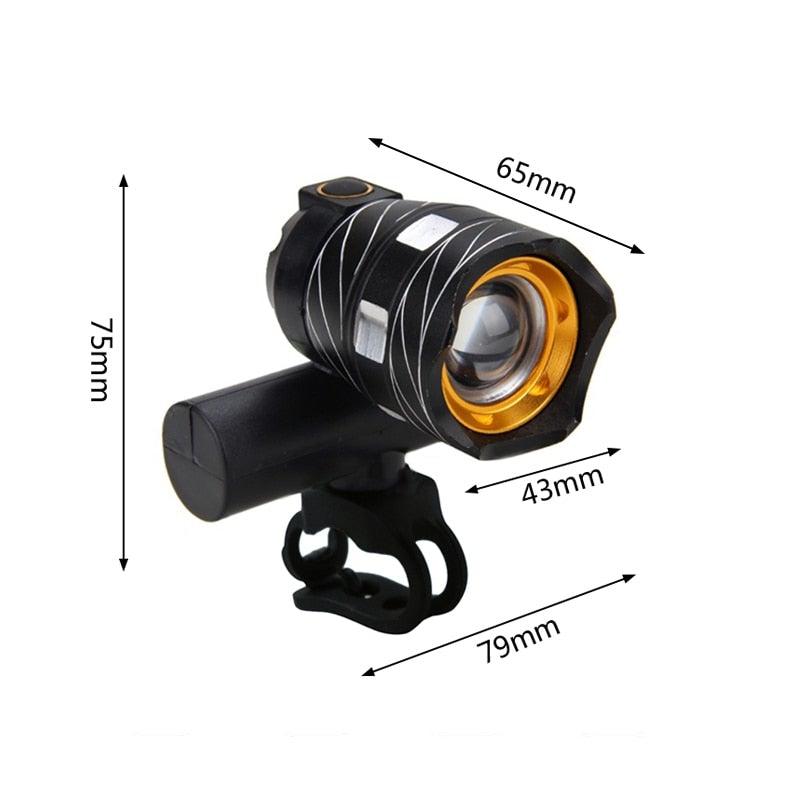 Phare de vélo LED zoomable Lampe frontale de vélo avec batterie intégrée rechargeable USB Kit de lampes de vélo Phare avant et arrière puissants rechargeables USB