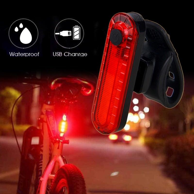 Phare de vélo LED zoomable Lampe frontale de vélo avec batterie intégrée rechargeable USB Kit de lampes de vélo Phare avant et arrière puissants rechargeables USB
